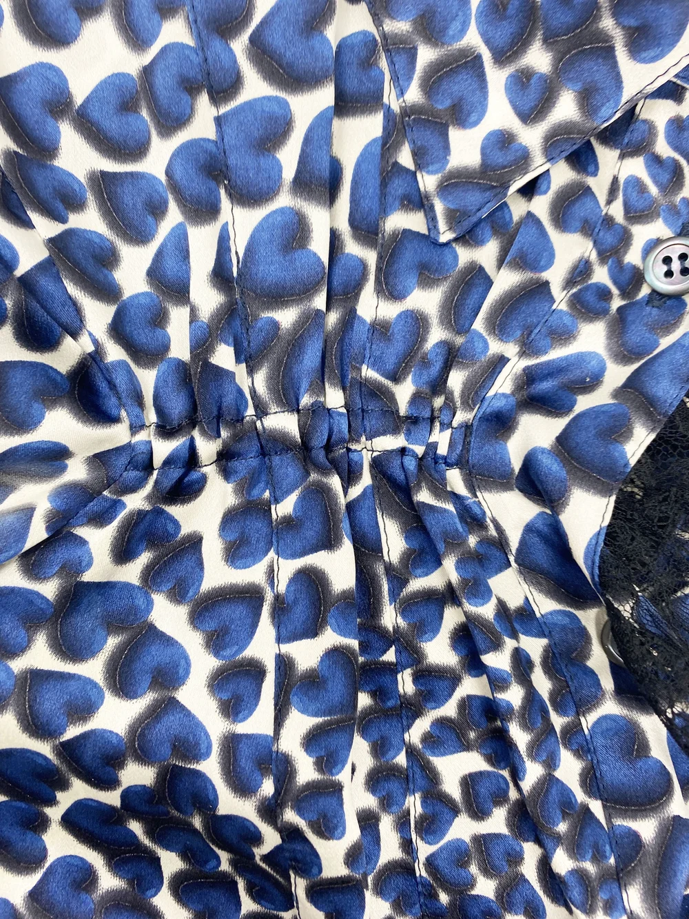 Prada S/S 2000 blue heart print silk top — JAMES VELORIA